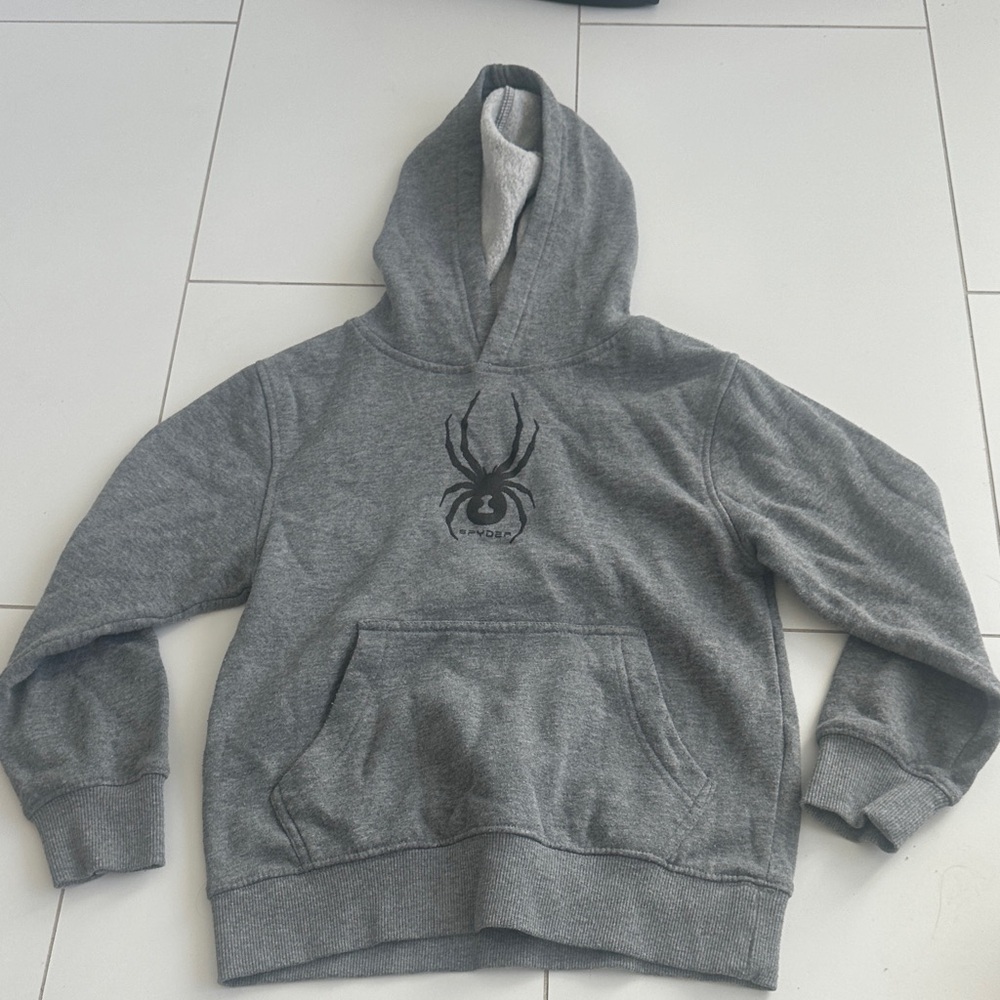 Spyder gray Hoodie with Black Logo 7/8 boys